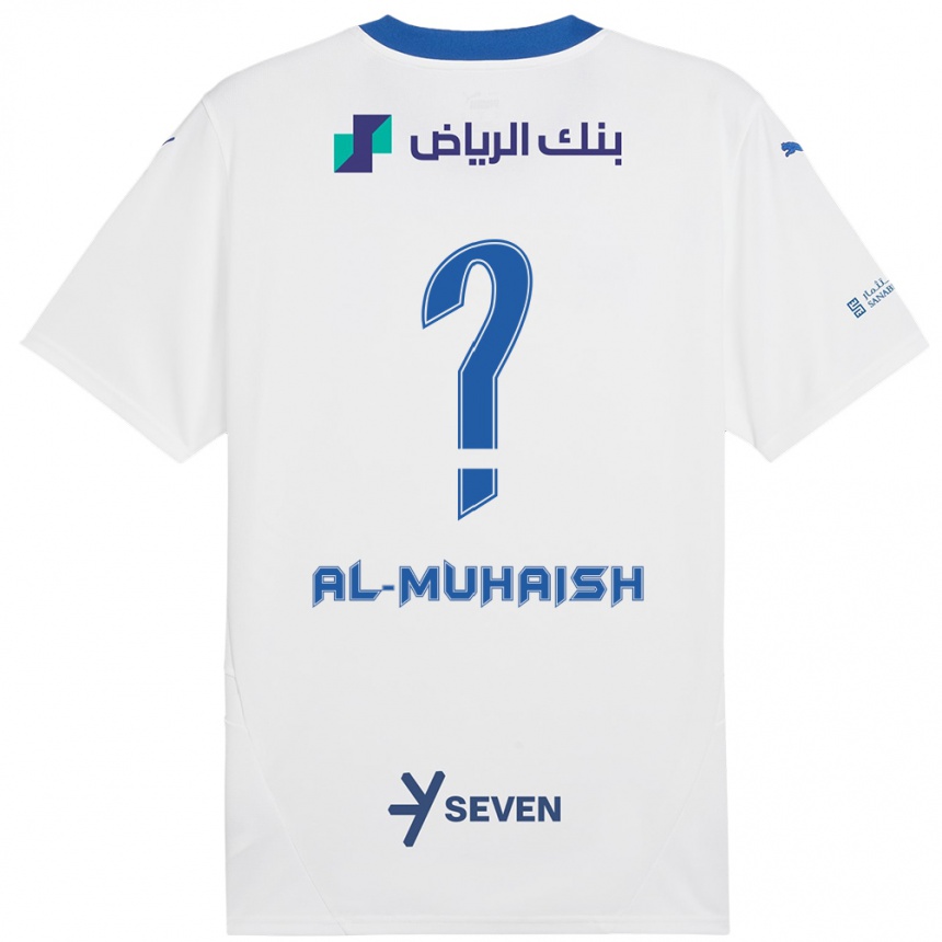 Vaikiškas Mohammed Al-Muhaish #0 Balta Mėlyna Išvykos Marškinėliai 2024/25 T-Shirt