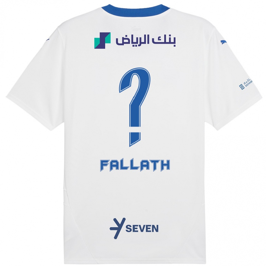 Vaikiškas Fahad Fallath #0 Balta Mėlyna Išvykos Marškinėliai 2024/25 T-Shirt