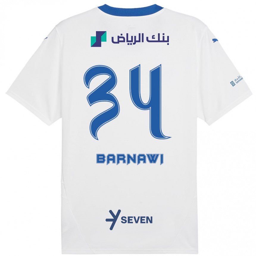 Vaikiškas Saleh Barnawi #34 Balta Mėlyna Išvykos Marškinėliai 2024/25 T-Shirt