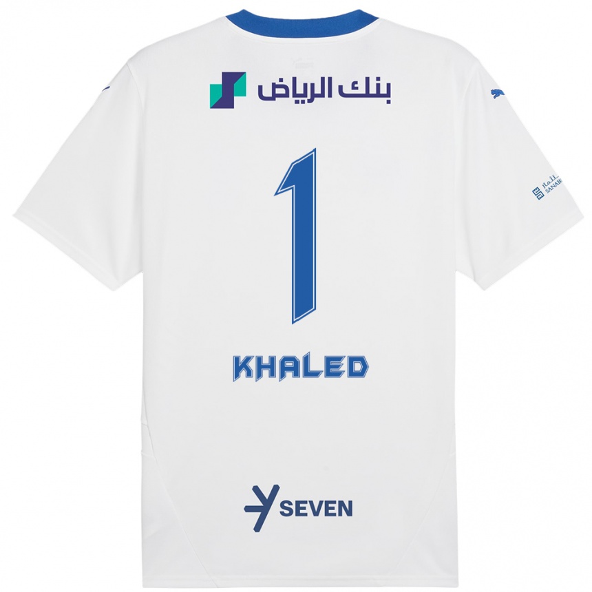 Vaikiškas Nawal Khaled #1 Balta Mėlyna Išvykos Marškinėliai 2024/25 T-Shirt