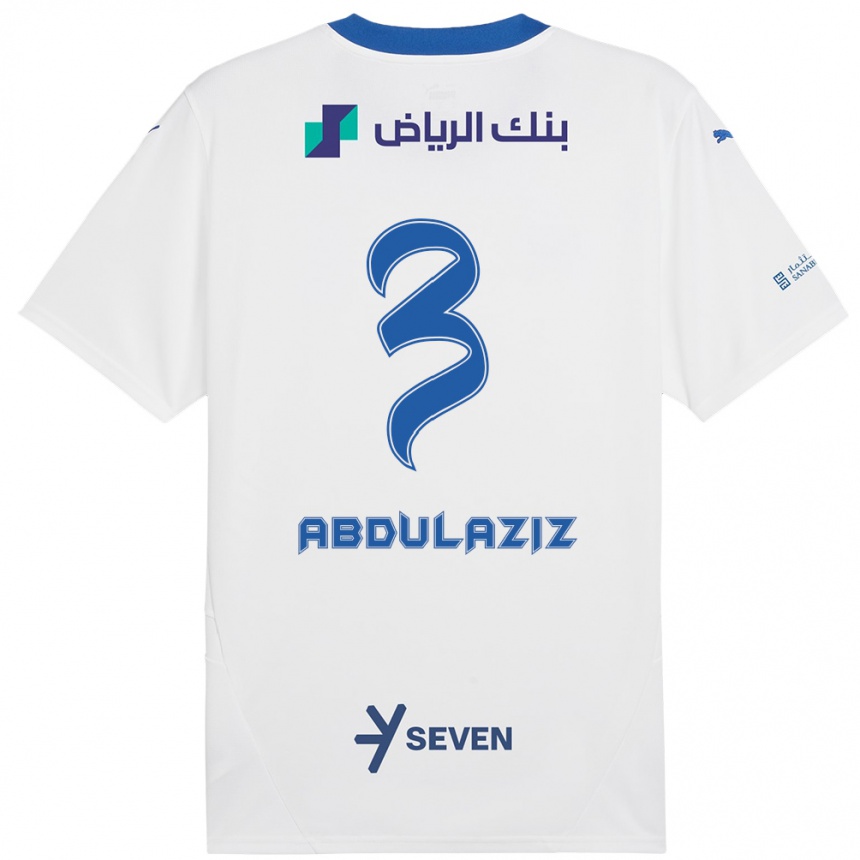 Vaikiškas Al Jawhara Abdulaziz #3 Balta Mėlyna Išvykos Marškinėliai 2024/25 T-Shirt