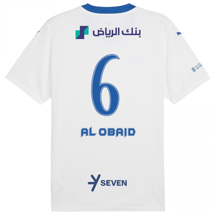 Vaikiškas Lulu Al-Obaid #6 Balta Mėlyna Išvykos Marškinėliai 2024/25 T-Shirt