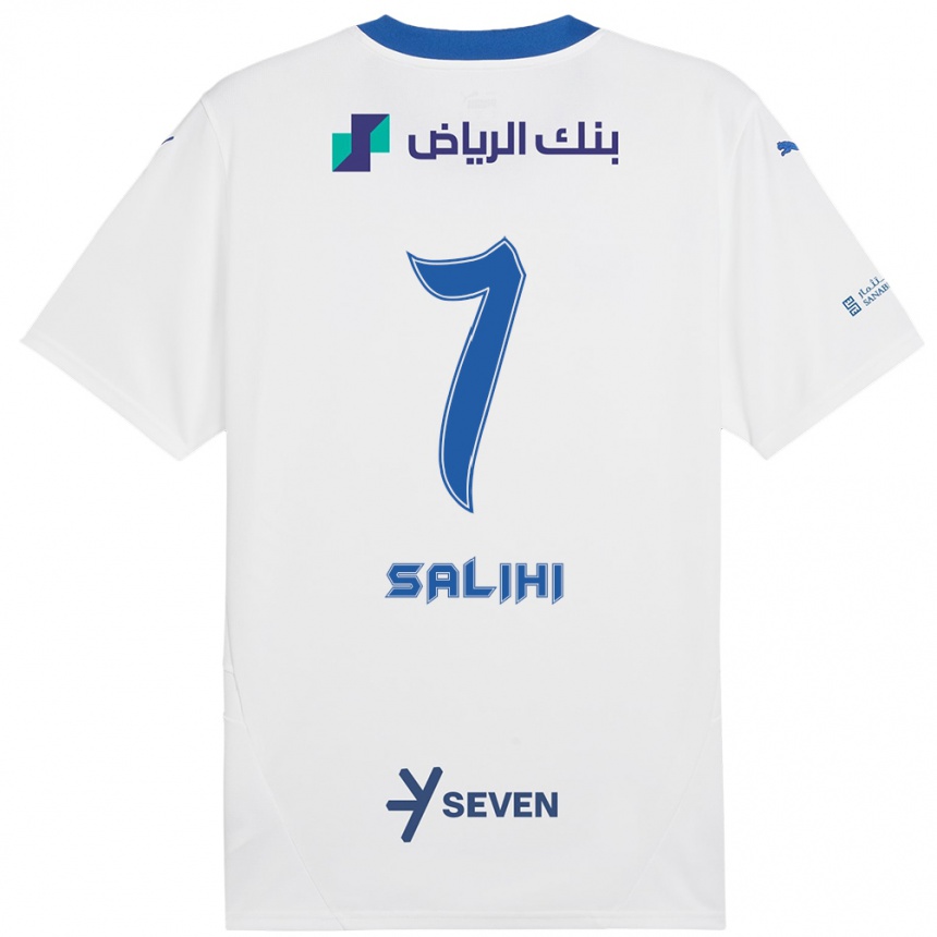 Vaikiškas Shokhan Salihi #7 Balta Mėlyna Išvykos Marškinėliai 2024/25 T-Shirt