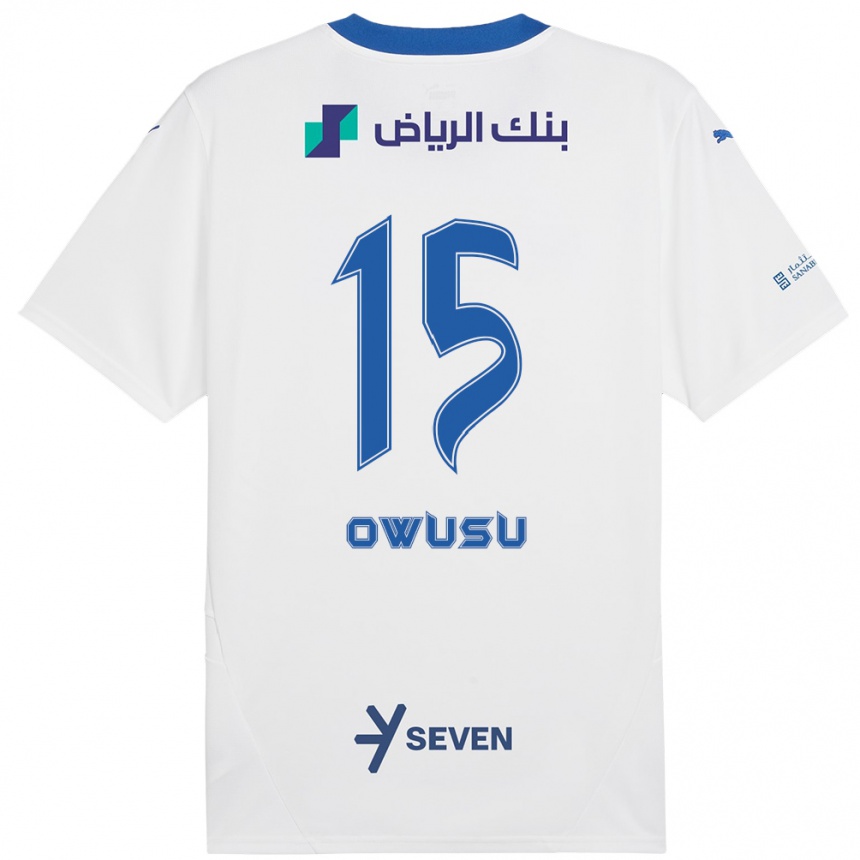 Vaikiškas Mavis Owusu #15 Balta Mėlyna Išvykos Marškinėliai 2024/25 T-Shirt