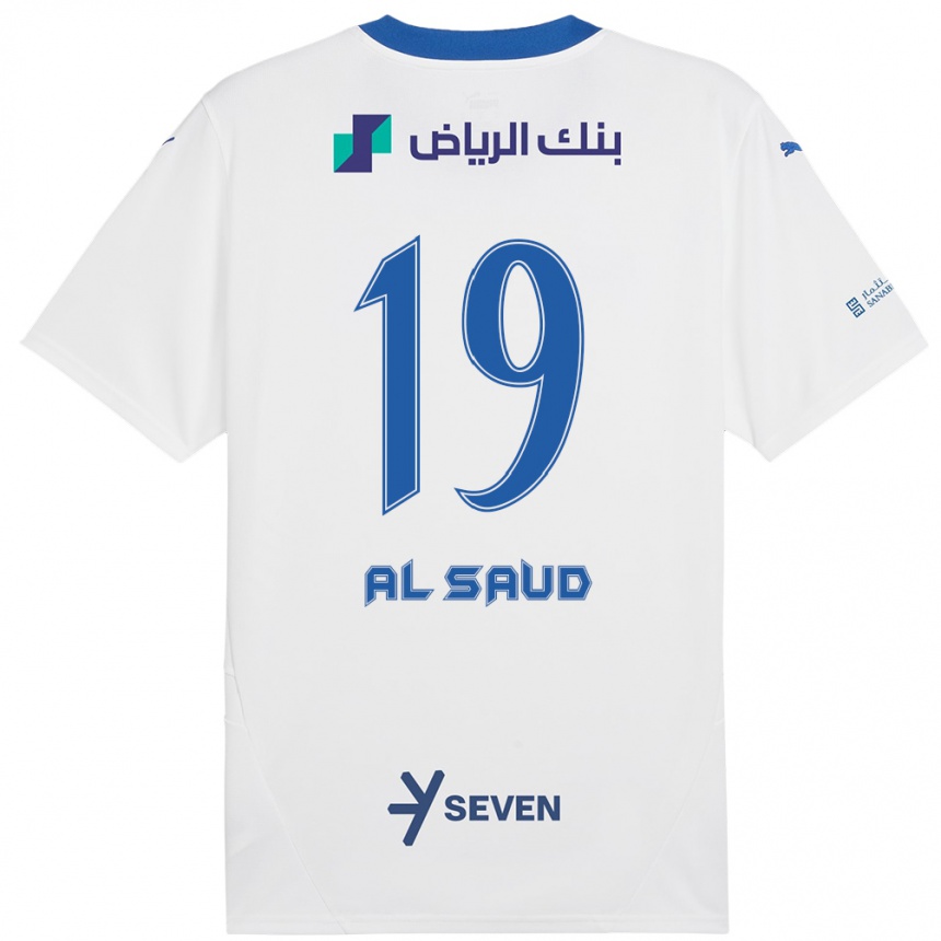 Vaikiškas Manal Al Saud #19 Balta Mėlyna Išvykos Marškinėliai 2024/25 T-Shirt