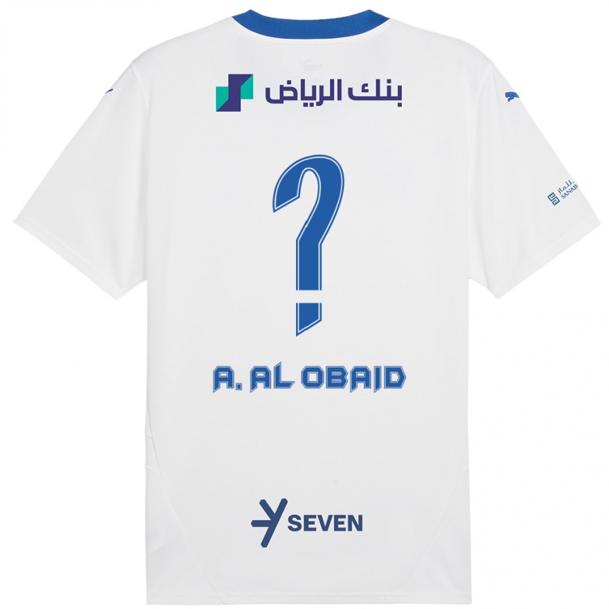 Vaikiškas Abdulrahman Al-Obaid #0 Balta Mėlyna Išvykos Marškinėliai 2024/25 T-Shirt