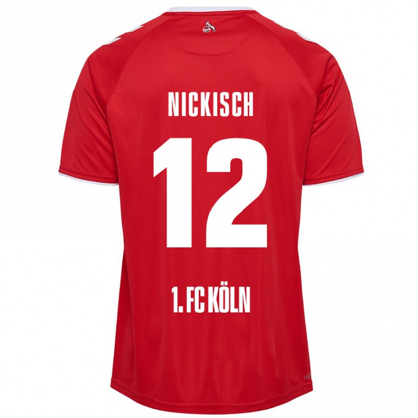 Vaikiškas Jonas Nickisch #12 Raudona Balta Išvykos Marškinėliai 2024/25 T-Shirt