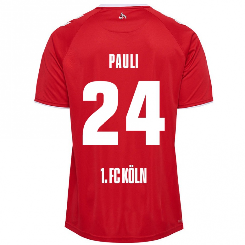 Vaikiškas Julian Pauli #24 Raudona Balta Išvykos Marškinėliai 2024/25 T-Shirt