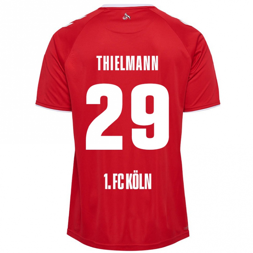 Vaikiškas Jan Thielmann #29 Raudona Balta Išvykos Marškinėliai 2024/25 T-Shirt