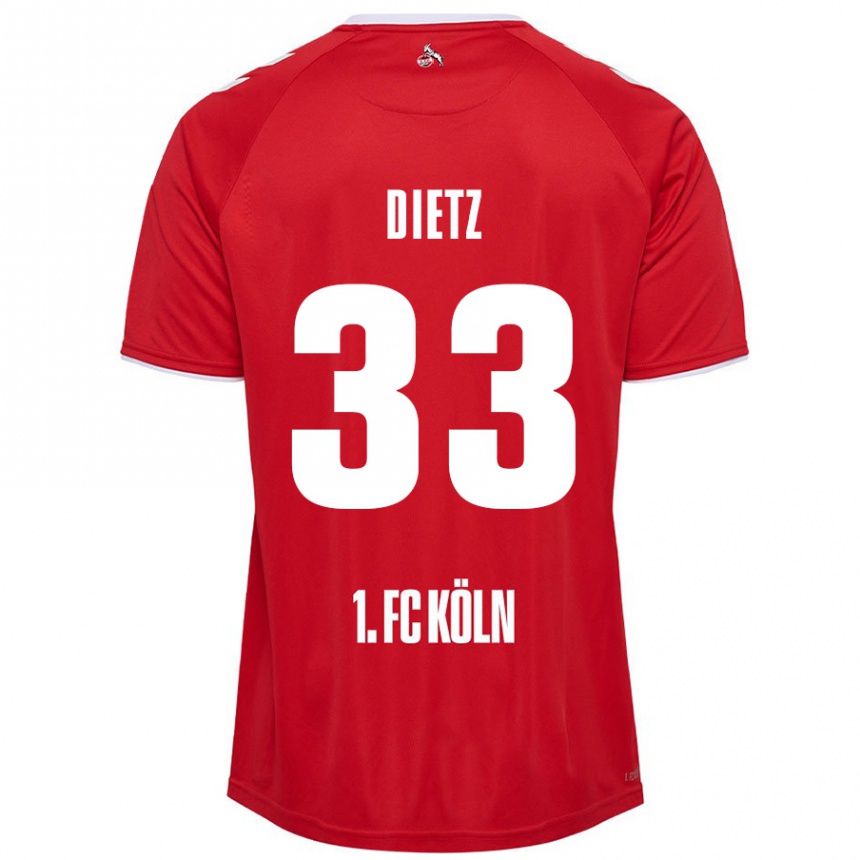 Vaikiškas Florian Dietz #33 Raudona Balta Išvykos Marškinėliai 2024/25 T-Shirt