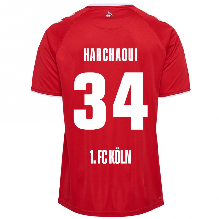 Vaikiškas Fayssal Harchaoui #34 Raudona Balta Išvykos Marškinėliai 2024/25 T-Shirt