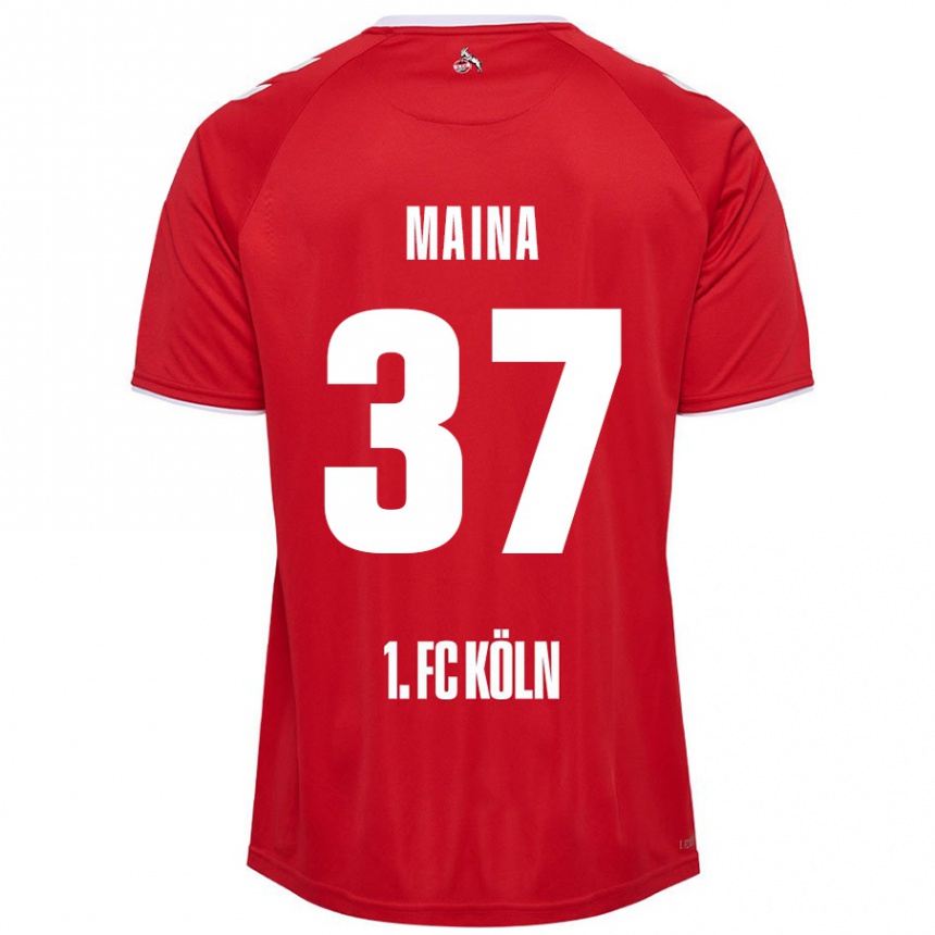 Vaikiškas Linton Maina #37 Raudona Balta Išvykos Marškinėliai 2024/25 T-Shirt