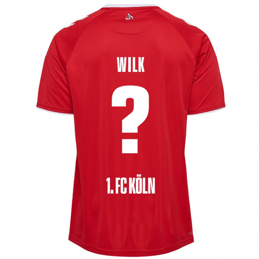 Vaikiškas Emil Wilk #0 Raudona Balta Išvykos Marškinėliai 2024/25 T-Shirt