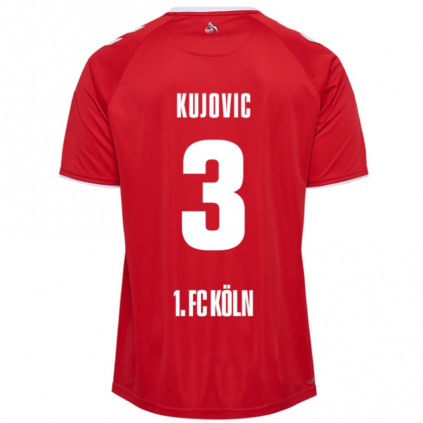 Vaikiškas Emin Kujovic #3 Raudona Balta Išvykos Marškinėliai 2024/25 T-Shirt