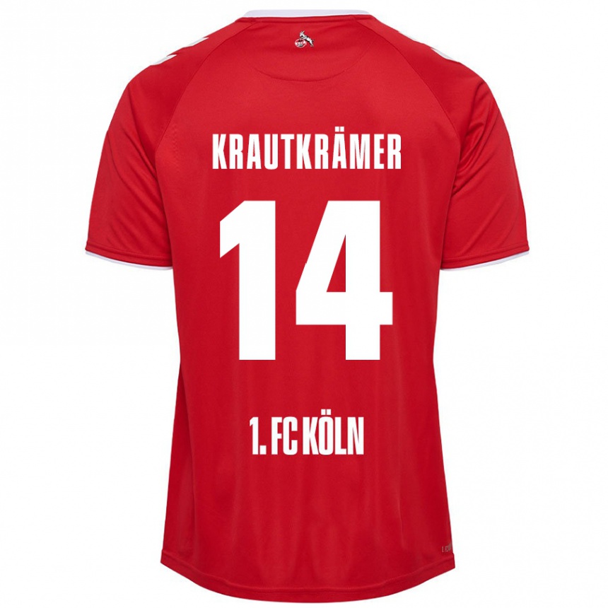 Vaikiškas Jakob Krautkrämer #14 Raudona Balta Išvykos Marškinėliai 2024/25 T-Shirt