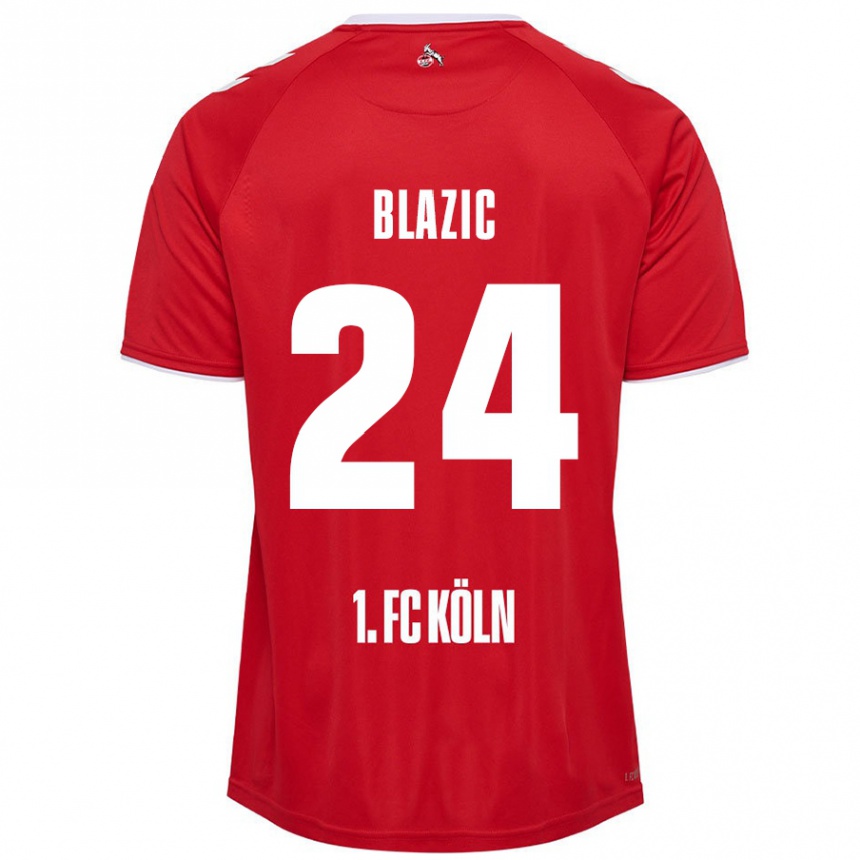 Vaikiškas Alessandro Blazic #24 Raudona Balta Išvykos Marškinėliai 2024/25 T-Shirt