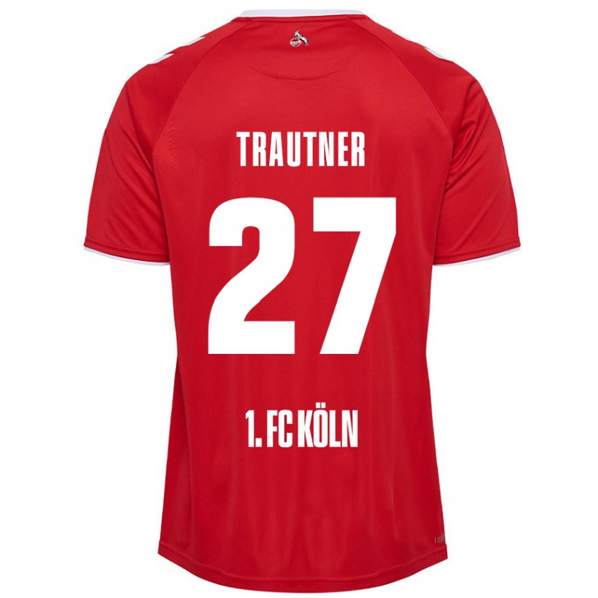 Vaikiškas Tobias Trautner #27 Raudona Balta Išvykos Marškinėliai 2024/25 T-Shirt