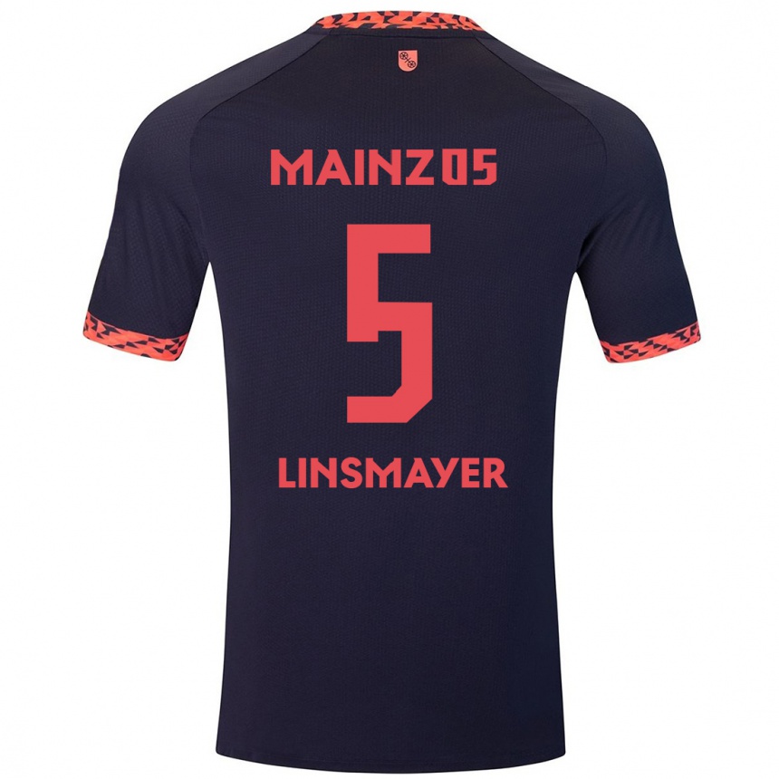 Vaikiškas Denis Linsmayer #5 Mėlyna Koralų Raudona Išvykos Marškinėliai 2024/25 T-Shirt