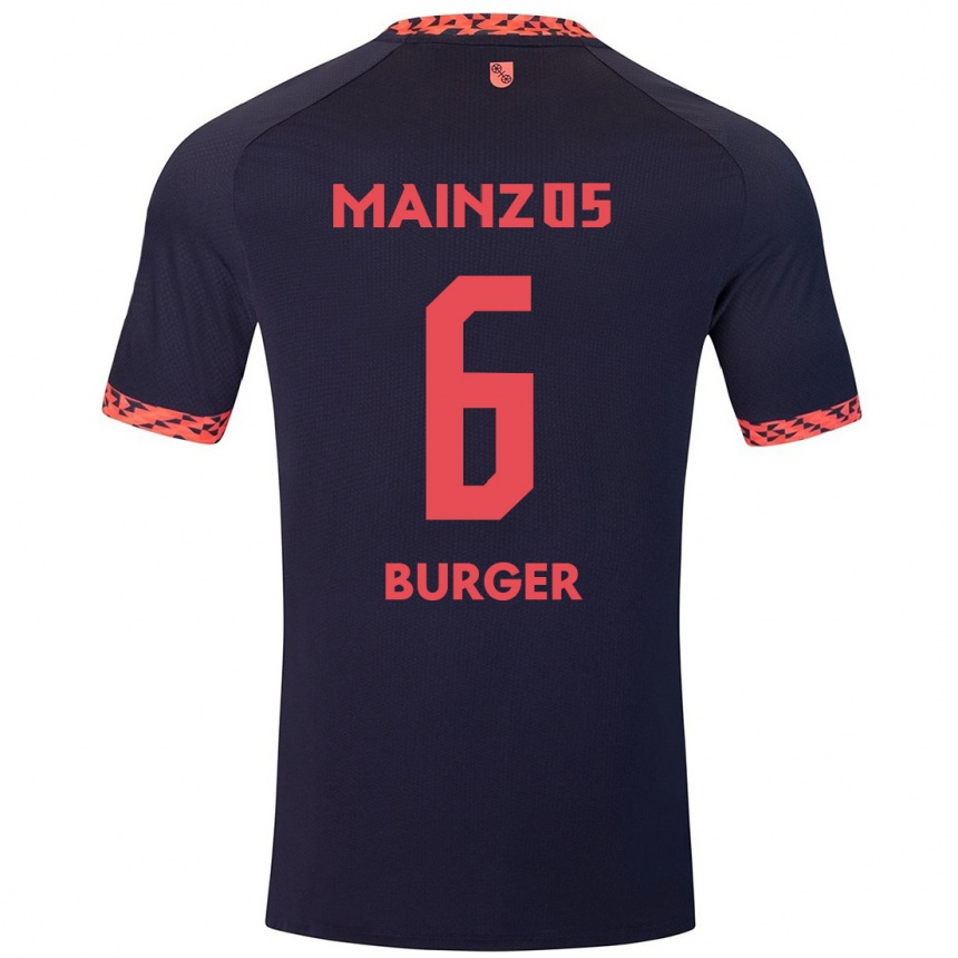 Vaikiškas Korbinian Burger #6 Mėlyna Koralų Raudona Išvykos Marškinėliai 2024/25 T-Shirt