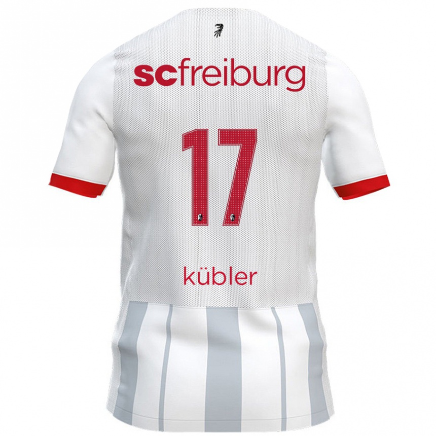 Vaikiškas Lukas Kübler #17 Balta Pilka Išvykos Marškinėliai 2024/25 T-Shirt