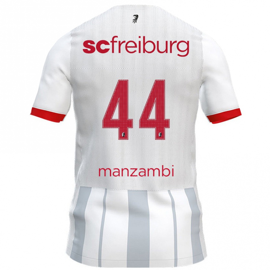 Vaikiškas Johan Manzambi #44 Balta Pilka Išvykos Marškinėliai 2024/25 T-Shirt