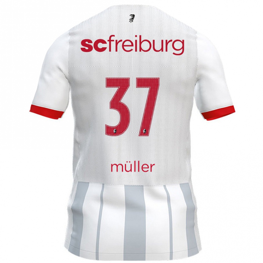 Vaikiškas Ruben Müller #37 Balta Pilka Išvykos Marškinėliai 2024/25 T-Shirt