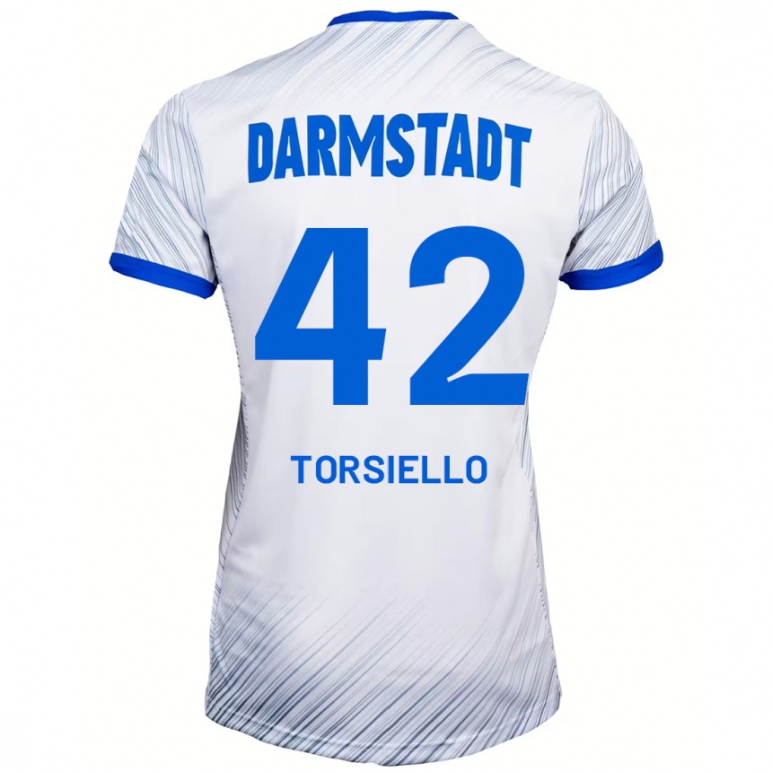 Vaikiškas Fabio Torsiello #42 Balta Mėlyna Išvykos Marškinėliai 2024/25 T-Shirt