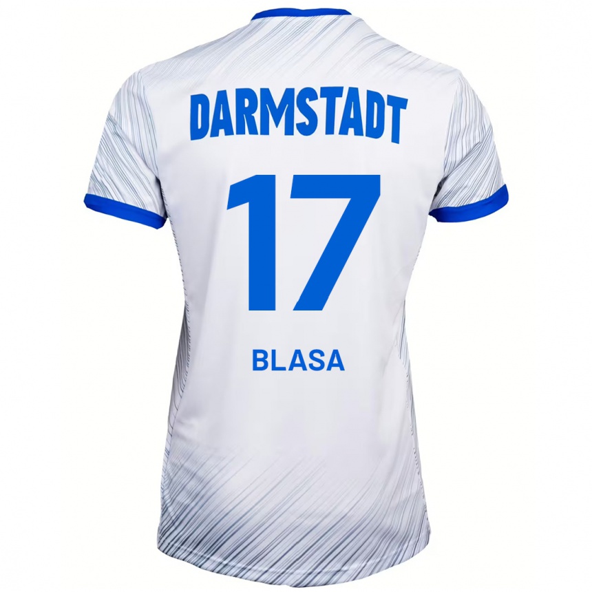 Vaikiškas Keanu Blasa #17 Balta Mėlyna Išvykos Marškinėliai 2024/25 T-Shirt