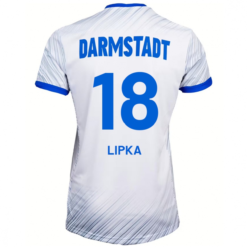 Vaikiškas David Lipka #18 Balta Mėlyna Išvykos Marškinėliai 2024/25 T-Shirt