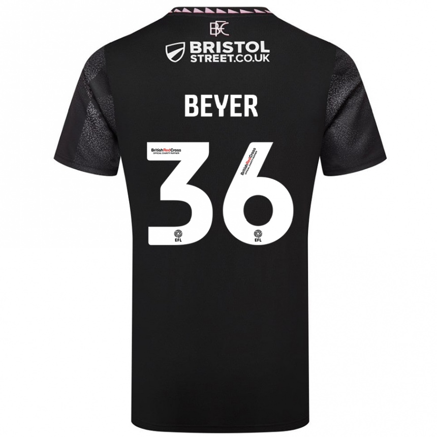 Vaikiškas Jordan Beyer #36 Juoda Išvykos Marškinėliai 2024/25 T-Shirt