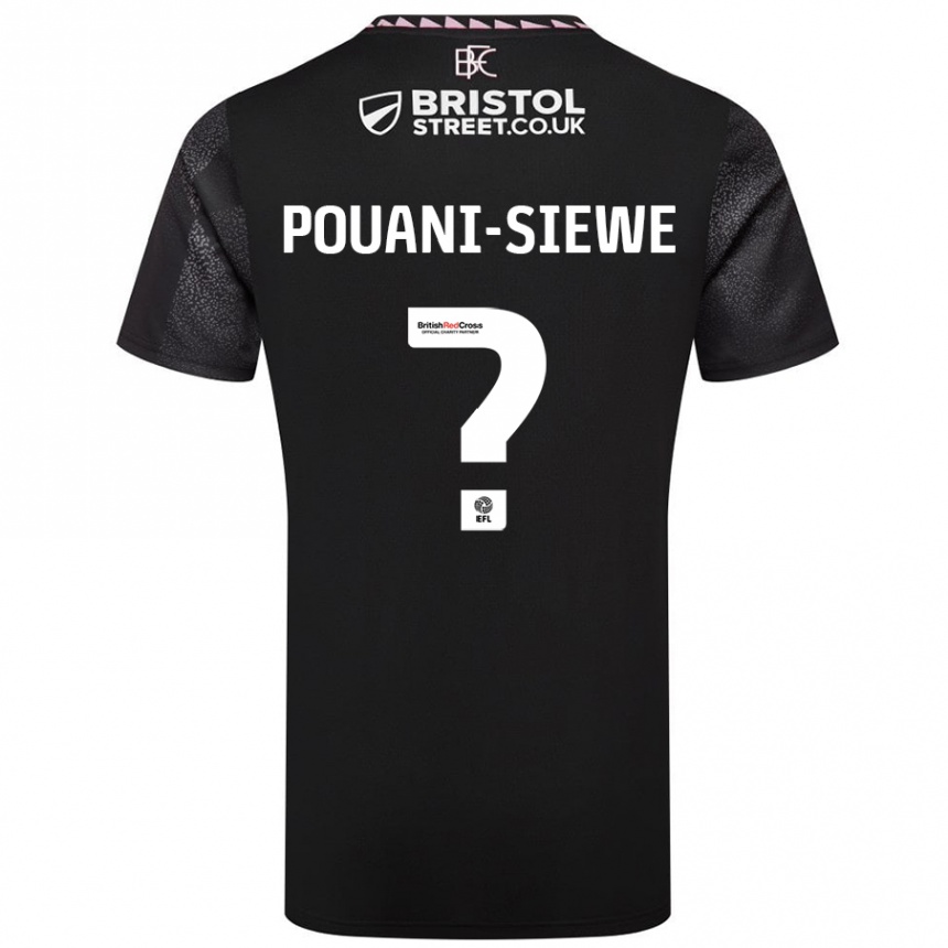 Vaikiškas Brandon Pouani-Siewe #0 Juoda Išvykos Marškinėliai 2024/25 T-Shirt