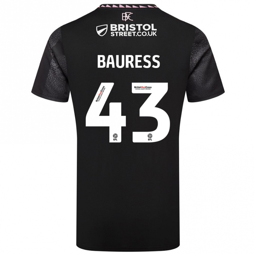 Vaikiškas Joe Bauress #43 Juoda Išvykos Marškinėliai 2024/25 T-Shirt