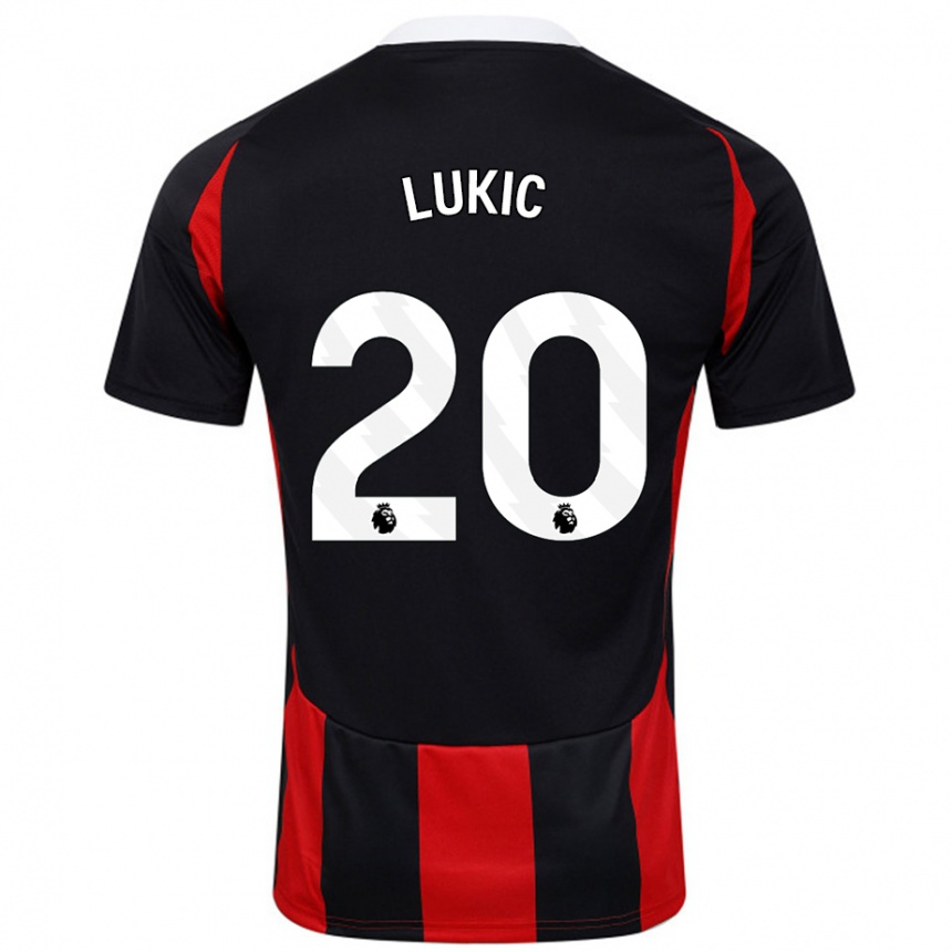 Vaikiškas Saša Lukić #20 Juoda Raudona Išvykos Marškinėliai 2024/25 T-Shirt