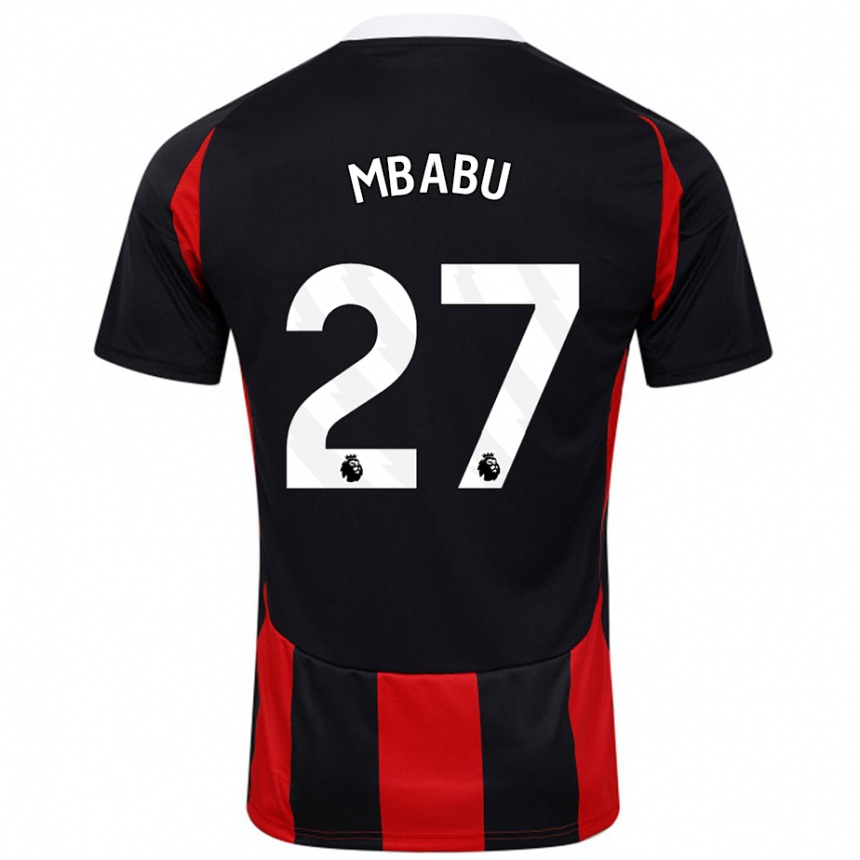 Vaikiškas Kevin Mbabu #27 Juoda Raudona Išvykos Marškinėliai 2024/25 T-Shirt