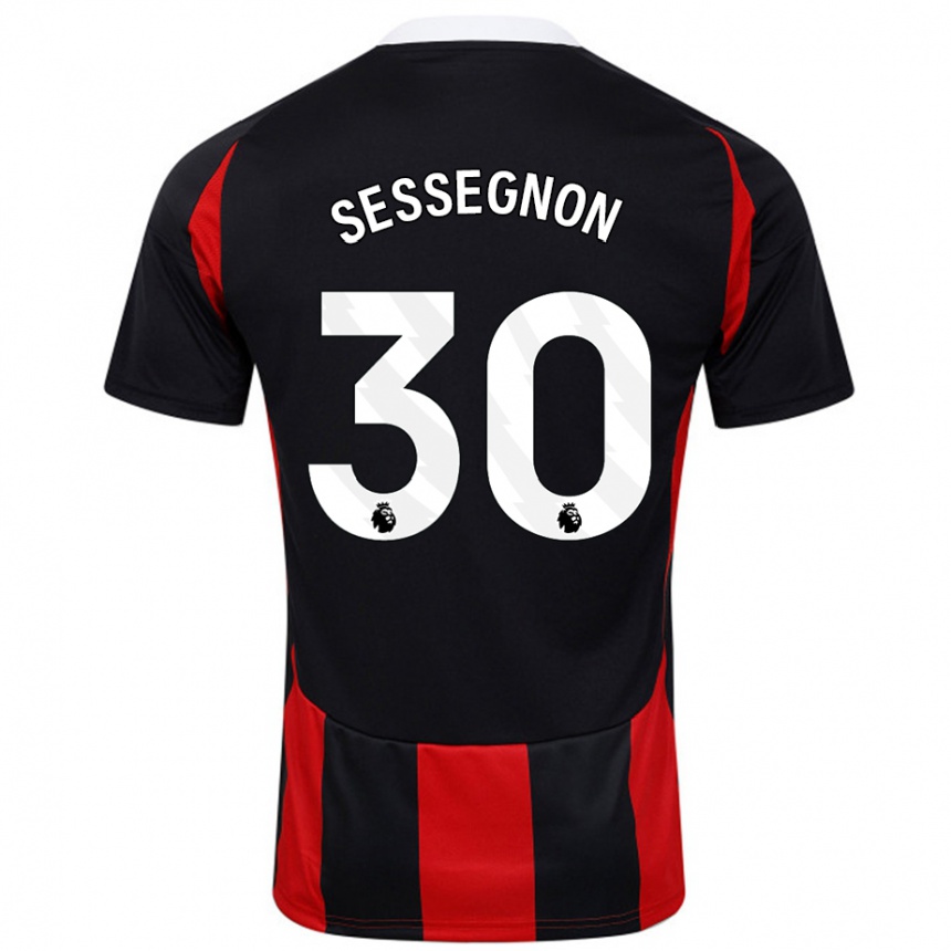 Vaikiškas Ryan Sessegnon #30 Juoda Raudona Išvykos Marškinėliai 2024/25 T-Shirt