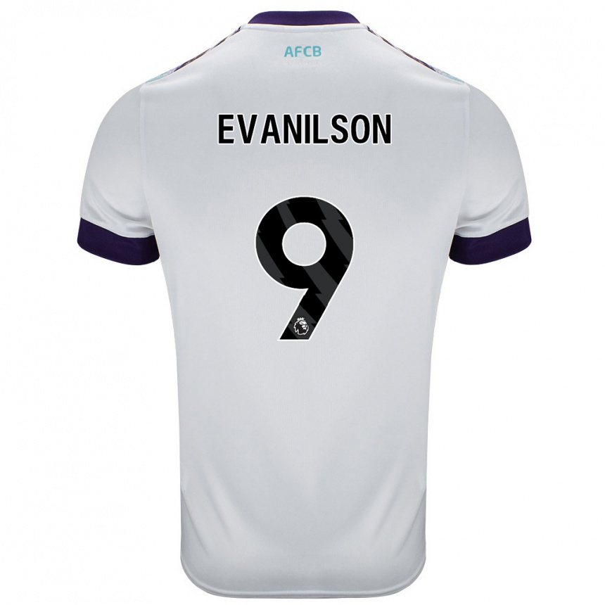 Vaikiškas Evanilson #9 Balta Žalia Violetinė Išvykos Marškinėliai 2024/25 T-Shirt