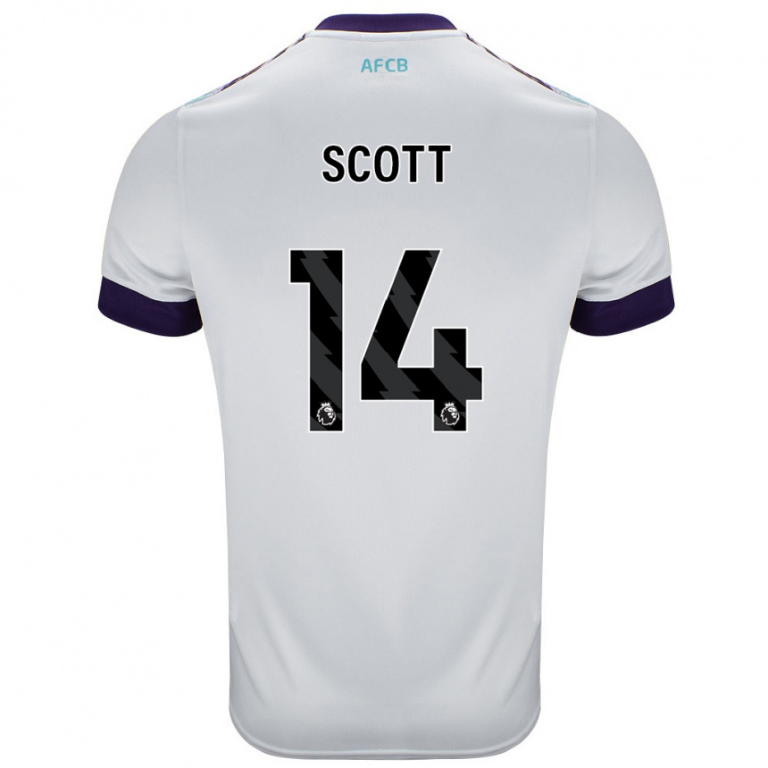 Vaikiškas Alex Scott #14 Balta Žalia Violetinė Išvykos Marškinėliai 2024/25 T-Shirt