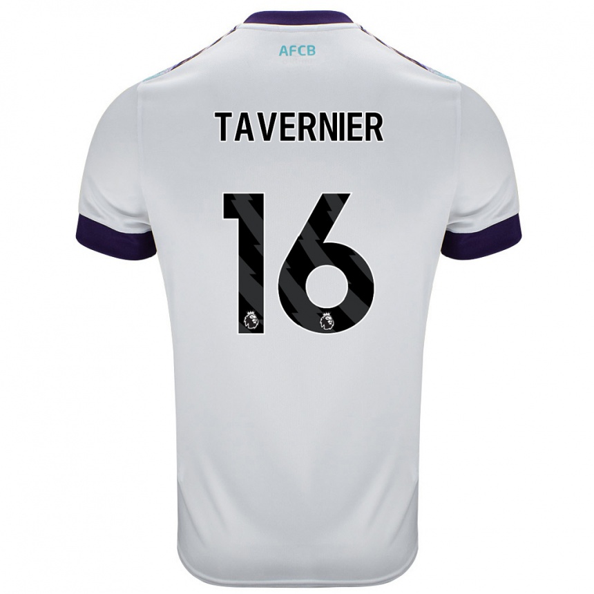 Vaikiškas Marcus Tavernier #16 Balta Žalia Violetinė Išvykos Marškinėliai 2024/25 T-Shirt