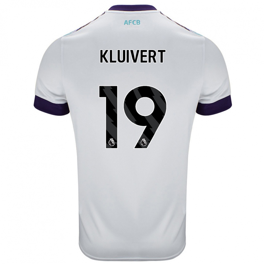 Vaikiškas Justin Kluivert #19 Balta Žalia Violetinė Išvykos Marškinėliai 2024/25 T-Shirt