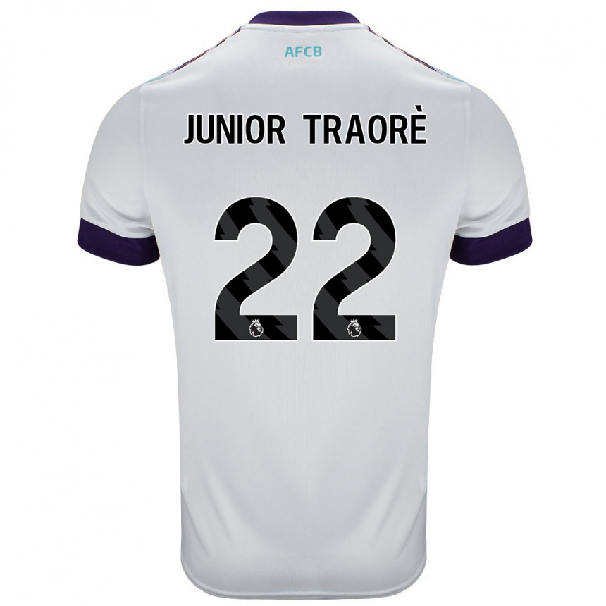 Vaikiškas Hamed Junior Traorè #22 Balta Žalia Violetinė Išvykos Marškinėliai 2024/25 T-Shirt