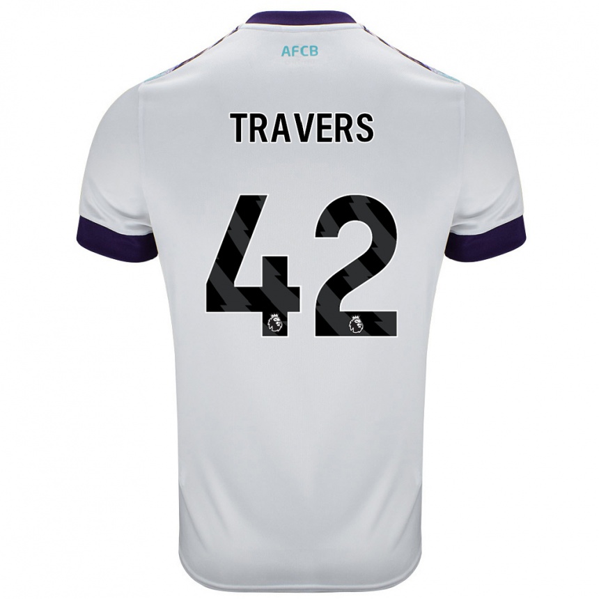 Vaikiškas Mark Travers #42 Balta Žalia Violetinė Išvykos Marškinėliai 2024/25 T-Shirt