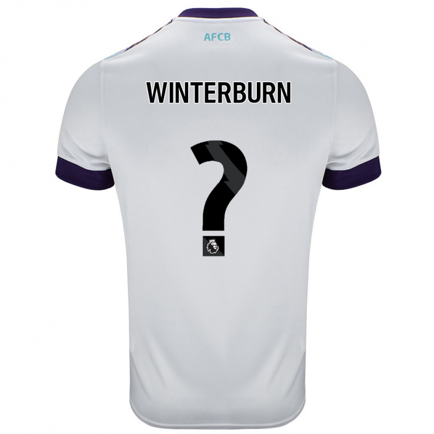 Vaikiškas Ben Winterburn #0 Balta Žalia Violetinė Išvykos Marškinėliai 2024/25 T-Shirt