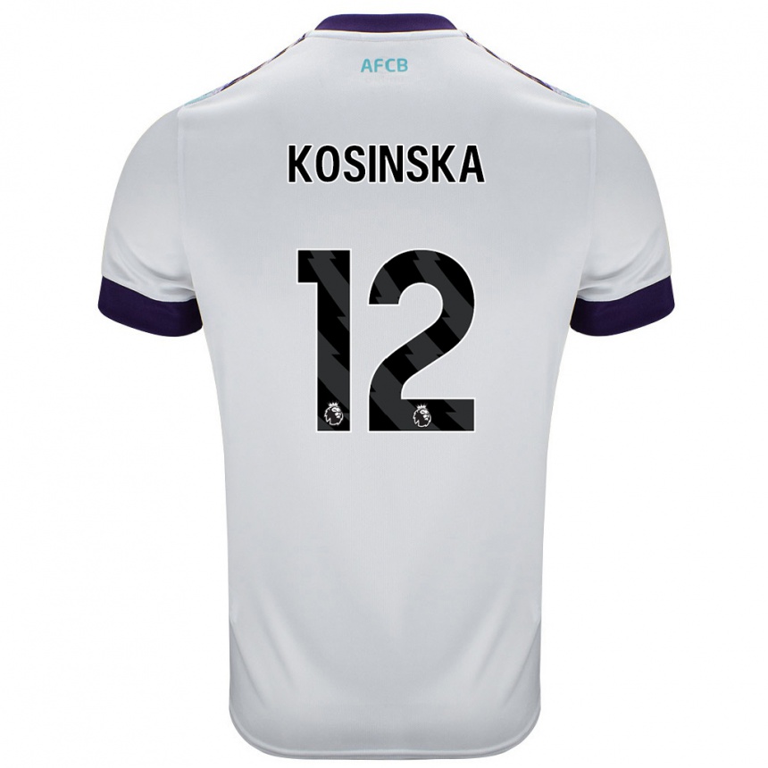 Vaikiškas Daniela Kosinska #12 Balta Žalia Violetinė Išvykos Marškinėliai 2024/25 T-Shirt