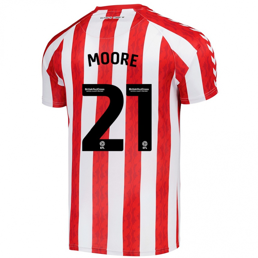 Vyrai Simon Moore #21 Raudona Balta Namų Marškinėliai 2024/25 T-Shirt