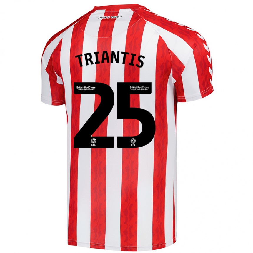 Vyrai Nectarios Triantis #25 Raudona Balta Namų Marškinėliai 2024/25 T-Shirt