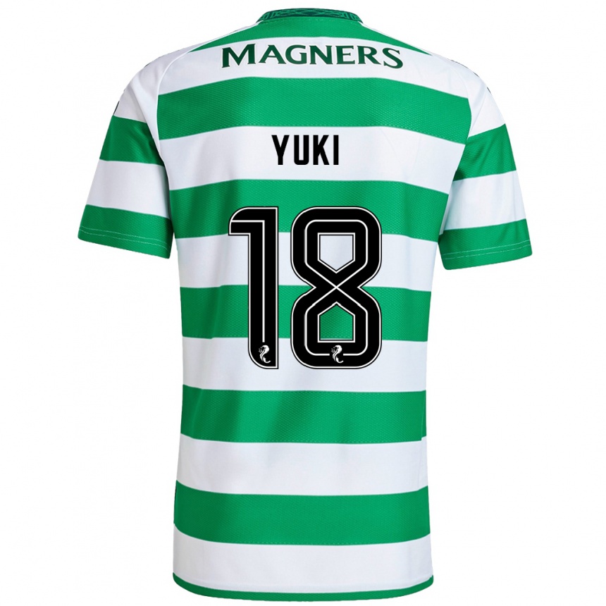 Vyrai Yuki Kobayashi #18 Žalia Balta Namų Marškinėliai 2024/25 T-Shirt