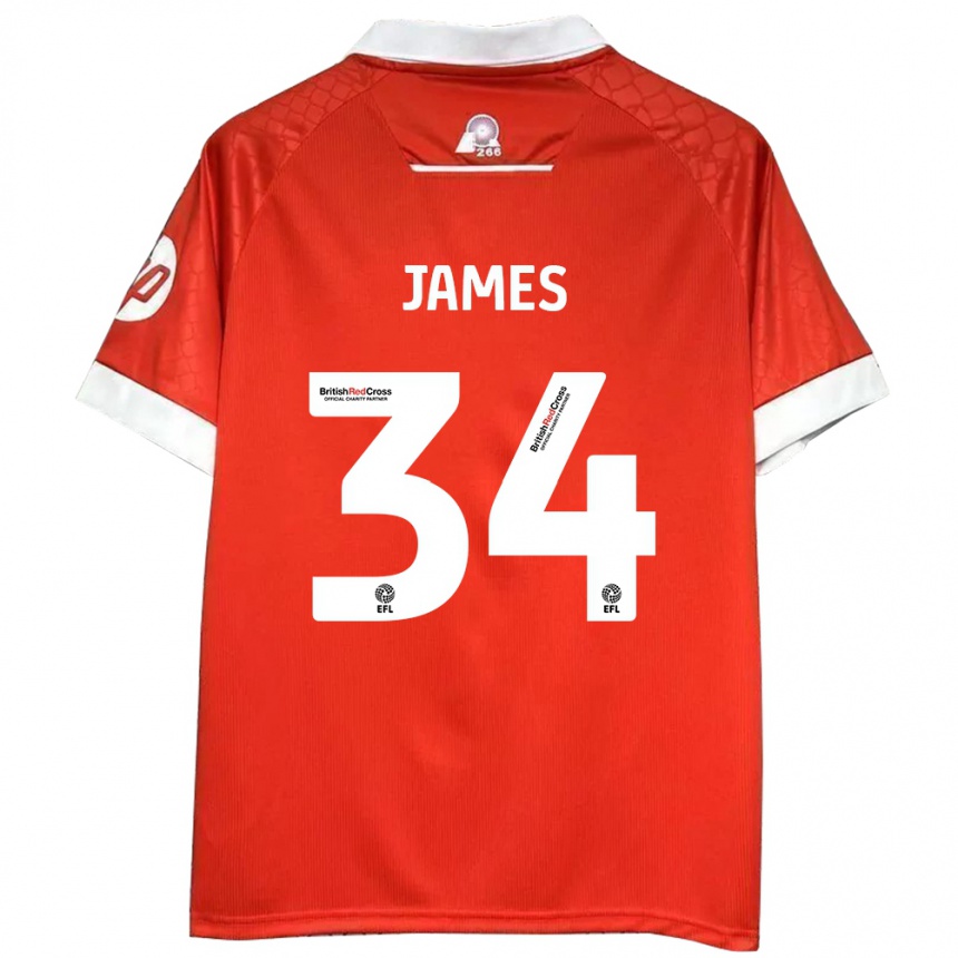 Vyrai Aaron James #34 Raudona Balta Namų Marškinėliai 2024/25 T-Shirt