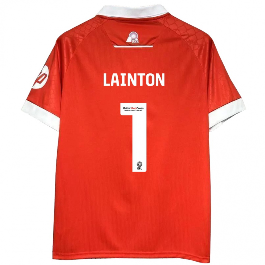 Vyrai Rob Lainton #1 Raudona Balta Namų Marškinėliai 2024/25 T-Shirt