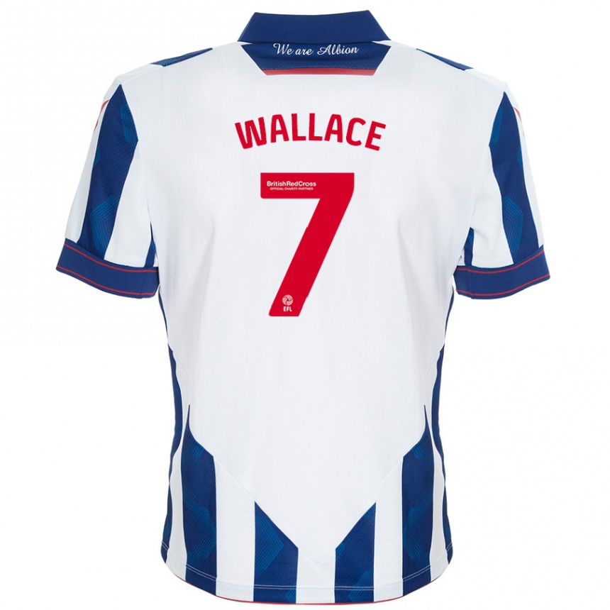 Vyrai Jed Wallace #7 Balta Tamsiai Mėlyna Namų Marškinėliai 2024/25 T-Shirt