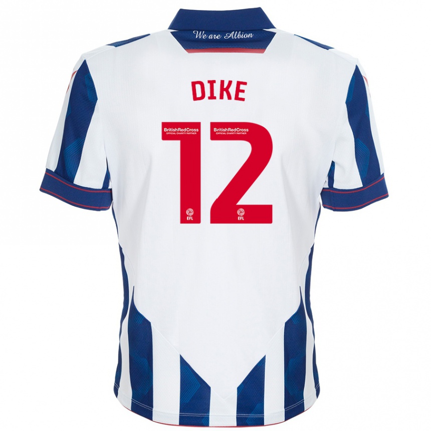 Vyrai Daryl Dike #12 Balta Tamsiai Mėlyna Namų Marškinėliai 2024/25 T-Shirt